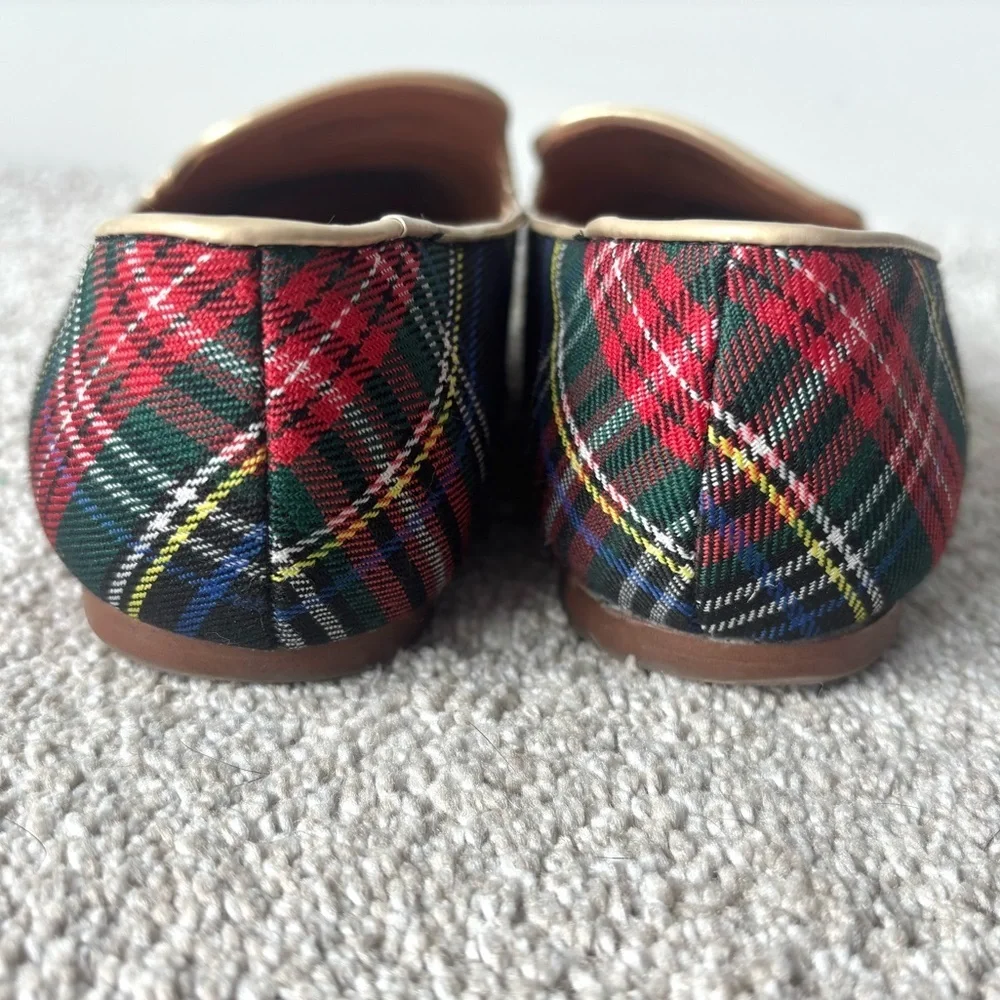 J. Crew Stewart Smoking Loafer Tartan Plaid Red Green Slip On Holiday Preppy